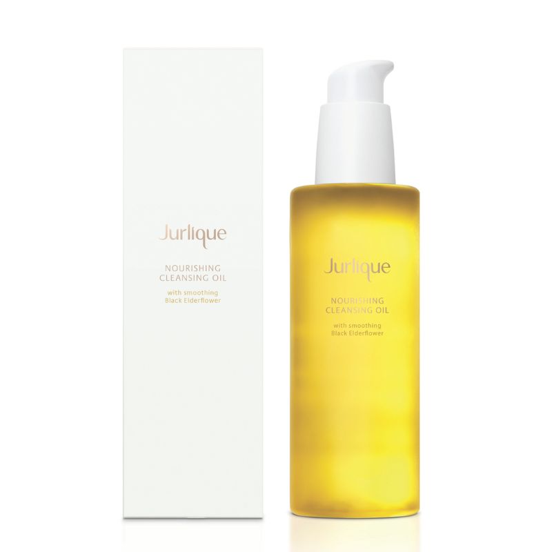 Yellow bottle of Jurlique Nourishing Cleansing Oil with white cap on a white background
